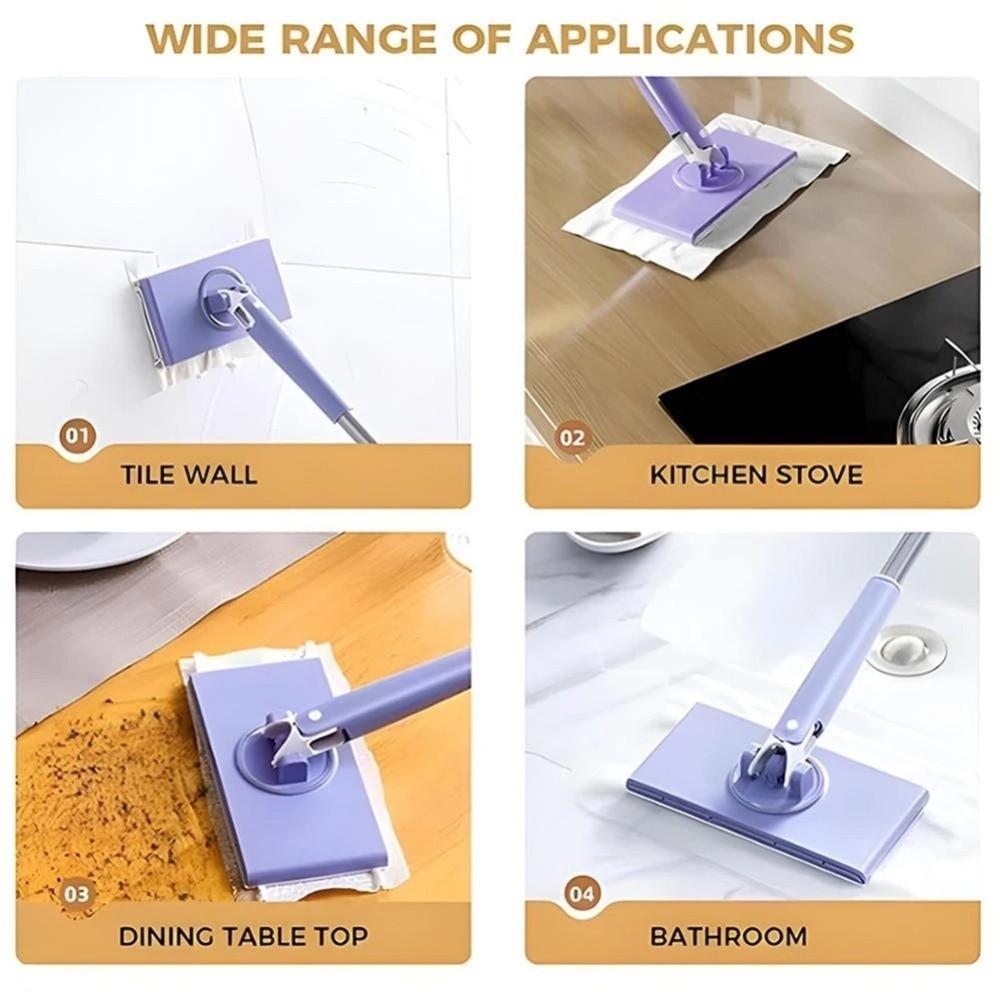 מגב אוטומטי נוח להחלפת בד ללא שטיפה, מגב עצלן עם אחיזה מהודקת, מגב אבק חד-פעמי