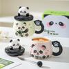 Cartoon Panda Mug with Lid Girl Cute Ceramic Office Home Couple Drinking Water Souvenir Birthday Gift