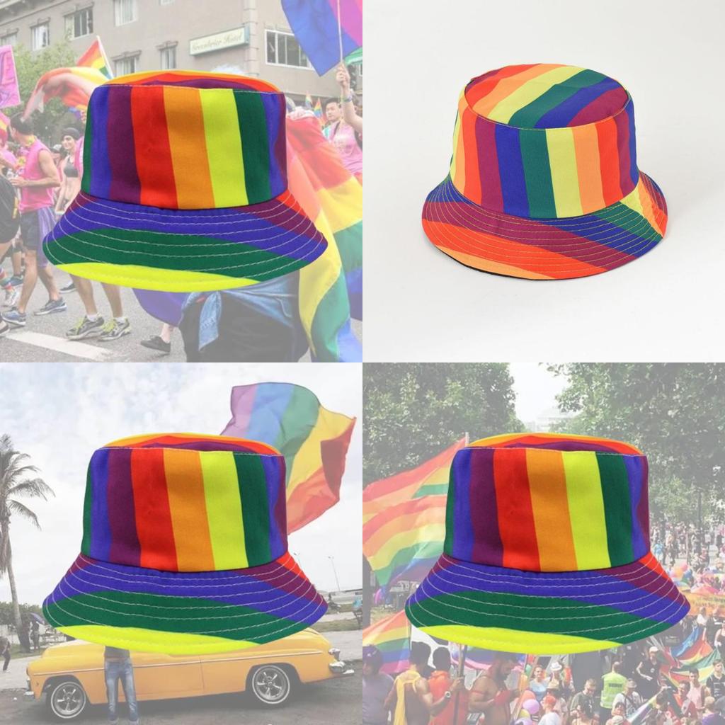 Rainbow Fisherman Hat Adult Sunshade Flat Top Hat Outdoor Travel Sun Protection Sun Hat Decoration