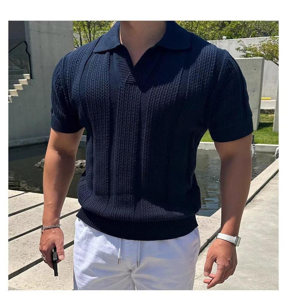 2024 Herren Weißes Gestricktes Kurzarm Revers Polo - Atmungsaktiv, Hochwertiger Sommer-Trend