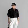 Men's Black Vertical Stripe Long Sleeve Shirt - High-End Casual Business Style, Iron-Free, Button-Down.