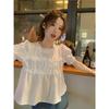 Temperament Fungus Edge Bubble Sleeve Doll Shirt Women's Summer New Loose Age Reduction Thin Short Sleeve Shirt