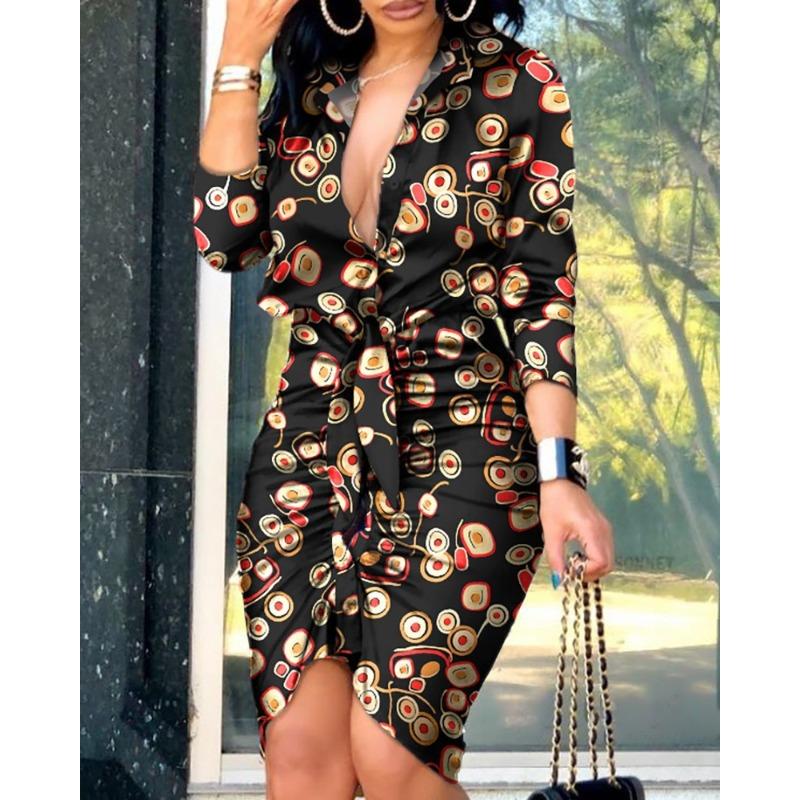 

GMXIA Жіноча мода літо весна одноколірні повсякденні сукні з довгим рукавом і вирізом поло XXL