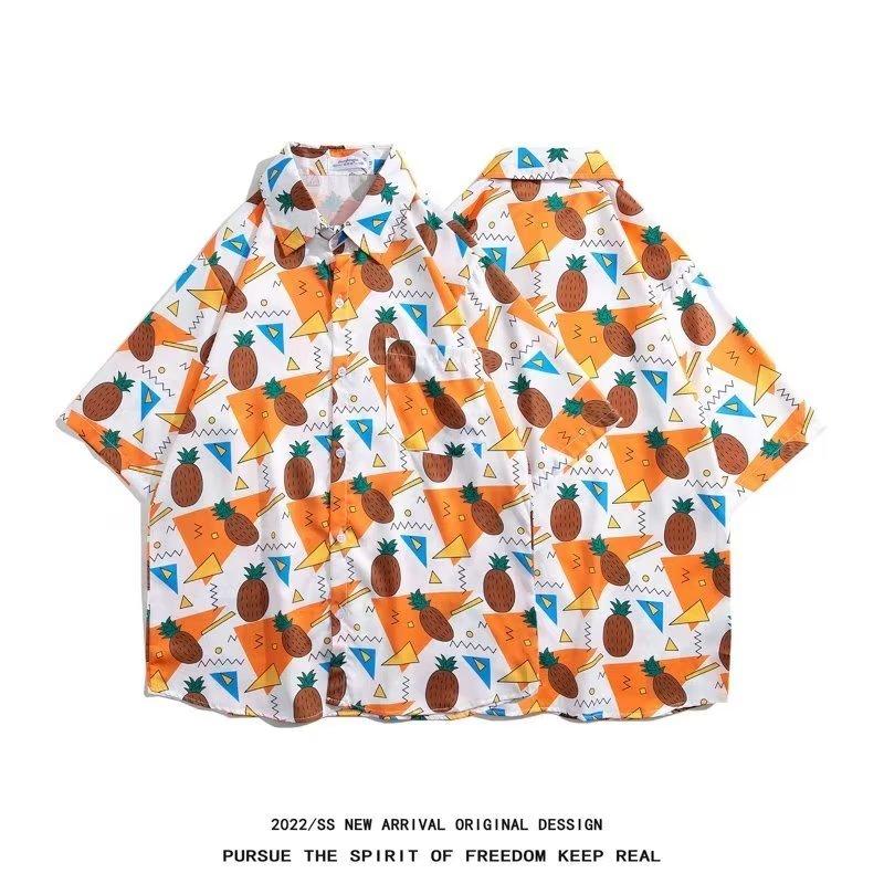 

Летняя тонкая мужская рубашка с короткими рукавами, мужской свободный топ большого размера, мужской корейский тренд, тонкий