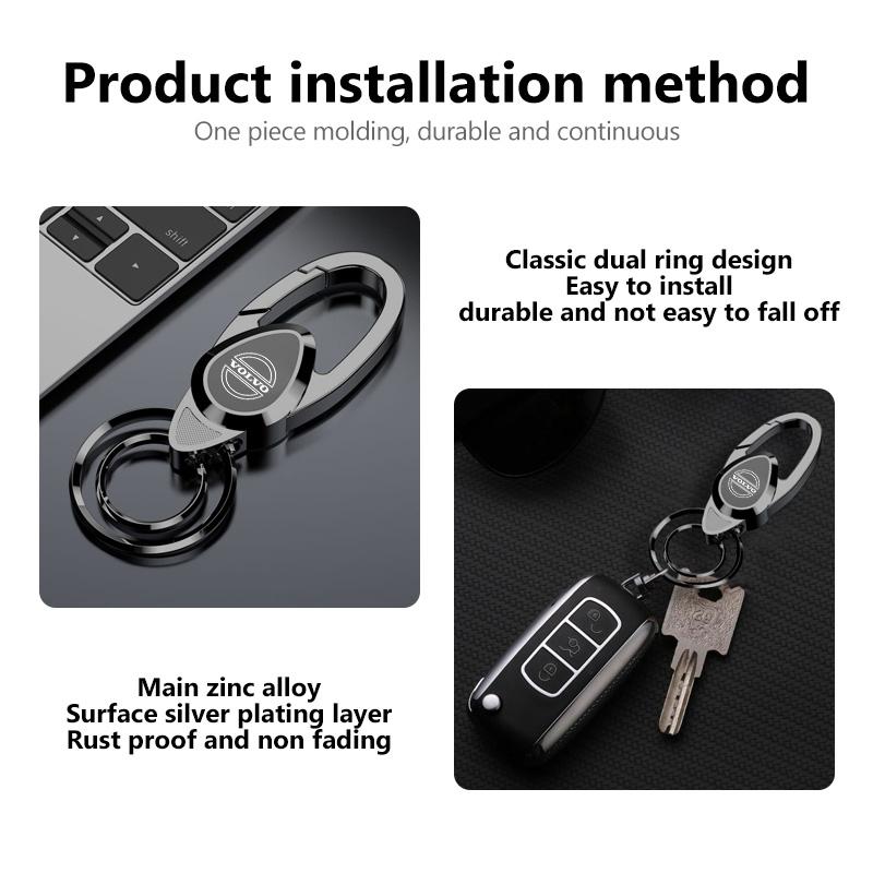 Zinc Alloy Car Keychain Auto Keycord Fastener Dual Ring Key Holder For Volvo XC90 V90 V60 V40 S80 S60 S90 C40 XC60 XC40 V70 XC70 CT9