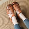 Real cowhide summer new beef tendon sole middle heel mother shoes comfortable soft sole hollow retro sandals women
