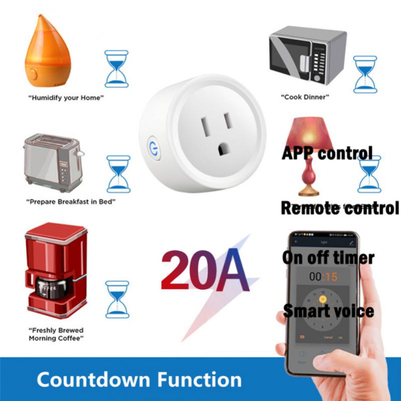 Corui 20a Us Plug Wifi Bluetooth Wireless Remote Socket Charge Monitor Voice Control Home Fire Retardant Pc Smart Power Socket