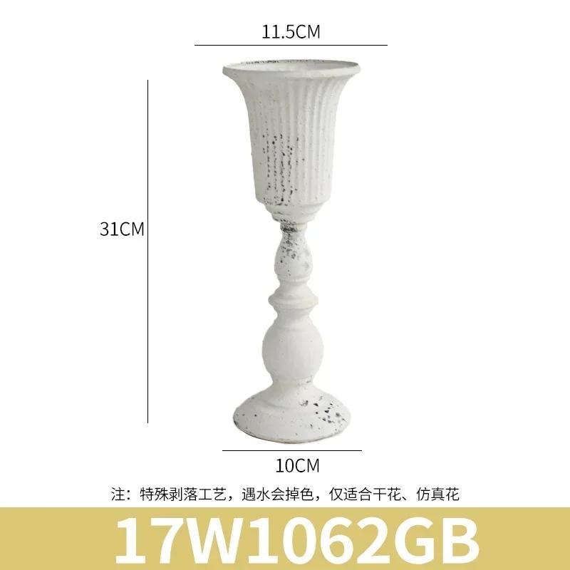 Weiße Retro Klassische Eisenkunst Vase Garten Schreibtisch Simulierte Blumentopf Für Blumenarrangement Hochzeit Feiertag Party Dekorieren