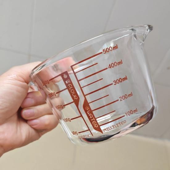 Yousheng Glass Measuring Cup with Handle 500/1000ml Heat-Resistant Pouring Spout Liquid Measurement Tool Easy-Pour Spout Cooking Utensil for Milk Eggs