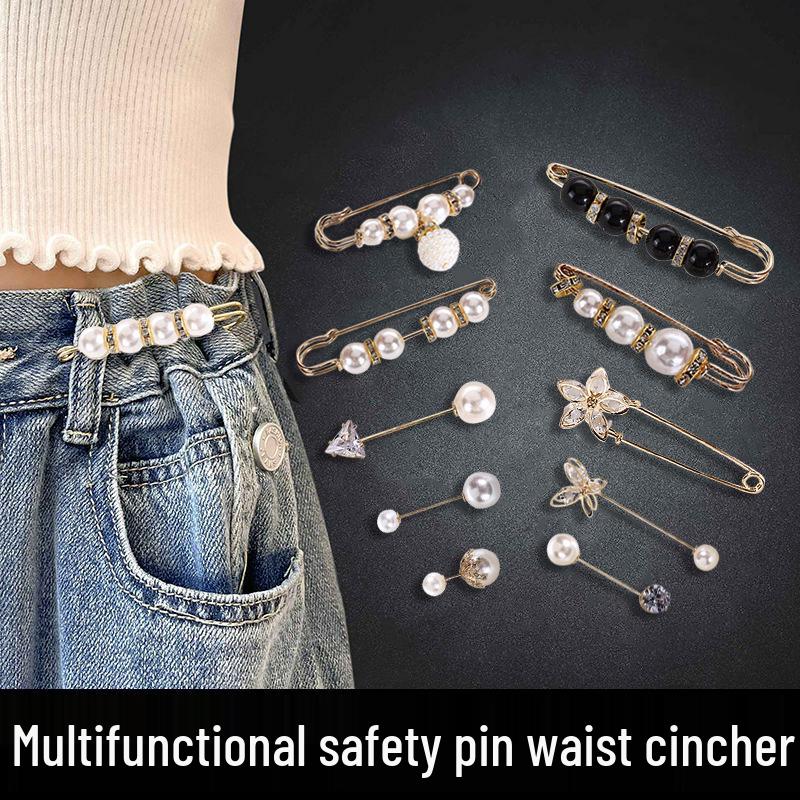 

Adjustable Pearl Waist Brooch: Skirt & Pants Anti-Exposure Pin