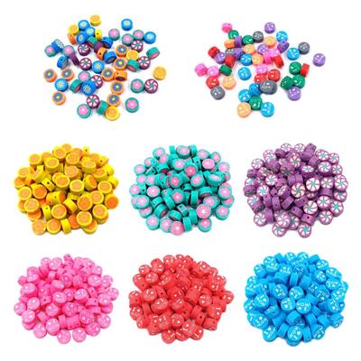 10 cuentas sueltas redondas creativas de cerámica suave, flores/letras, materiales de joyería DIY para pulseras, collares de moda de doble cara.