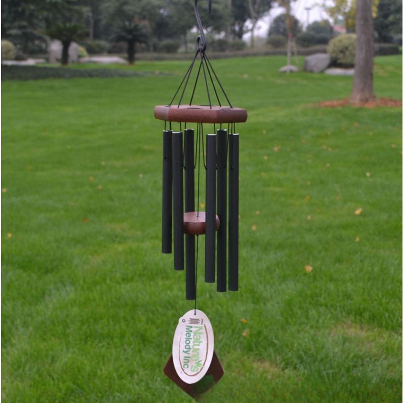 

Creative Pure Handmade Solid Wood Aluminum Alloy Wind Chime Pendant Simple Modern Home Hanging 24 Inch black