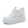 Spring and summer women's shoes new lace-up versatile small wedge heel muffin thick sole inner height increase and casual little white shoes