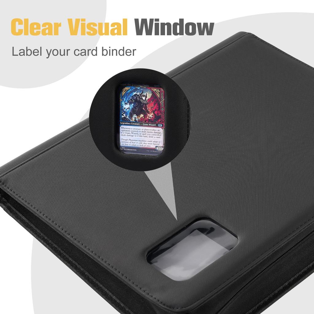 ProCase Card File with Transparent Top Extra Holds 324 Cards In 9 Collection Trading Card File Black Window, Loader, Large, Pockets, Album, -