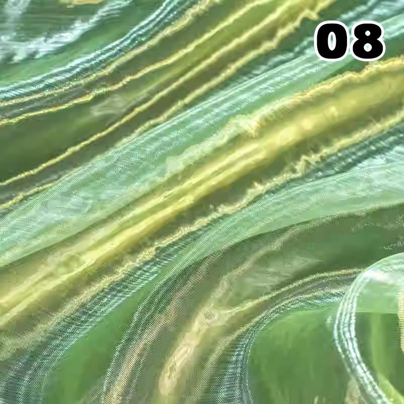 Przezroczysty Laserowy Tiul Tkanina Szycie Siatka Materiał Kolorowa Organza Szklana Fluorescencyjna Przędza Jedwabny Szyfon Materiał na Odzież Sceniczną