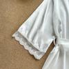 European & American Summer Silk-Feel Sexy Pajamas: Long Sleeve Nightgown Robe Two-Piece Set – Comfortable Tie-Up Women's Homewear.
