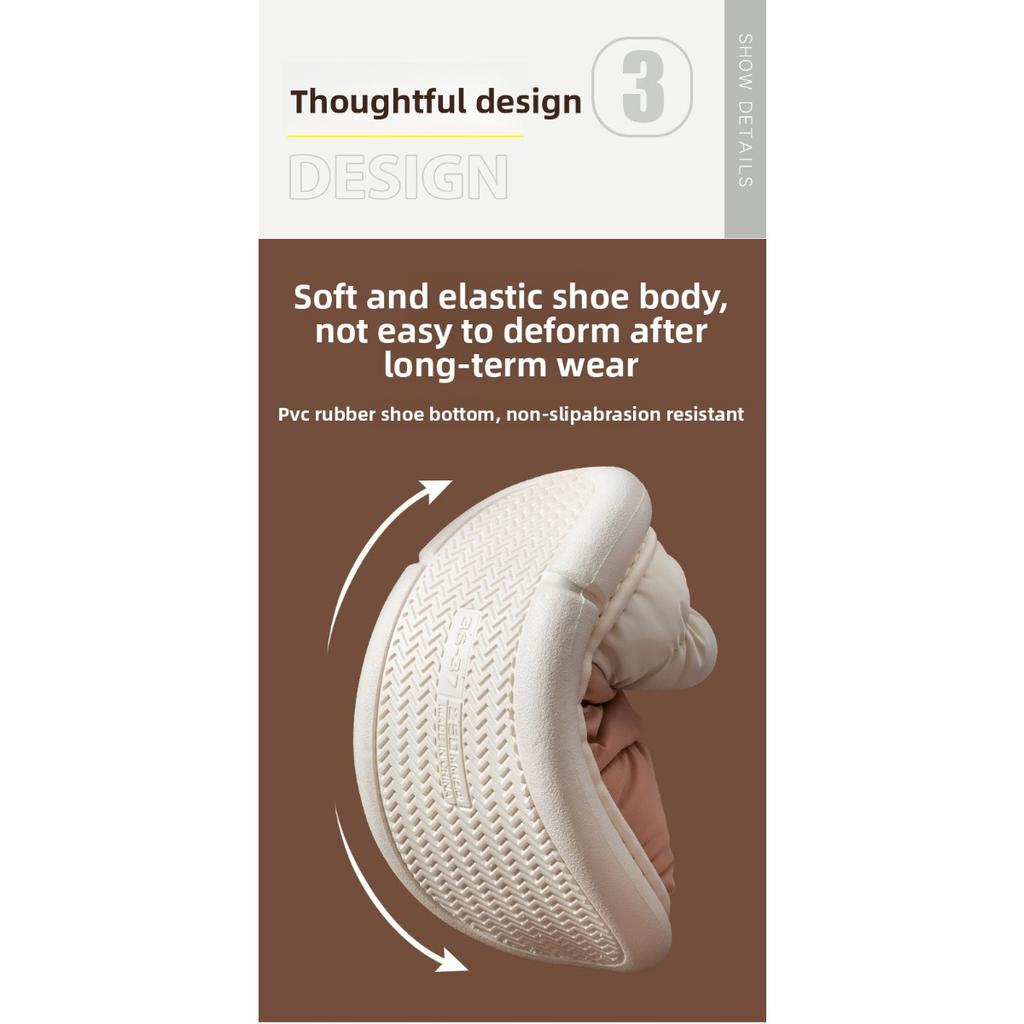 Cotton Slippers for Women, Winter Bag with Added Velvet for Indoor Warmth, Thick Soled Waterproof Down Cotton Shoes for Men, Suitable for Outdoor Wear