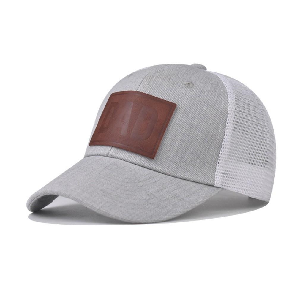 Curved Brim Mesh Trucker Hat DAD Leather Label Snapback Cap Casual Dad Hat Summer Outdoor