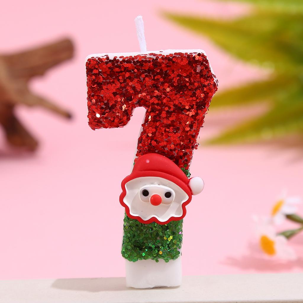 Christmas Happy Birthday Candles Number0-9 for Cake Decorating Supplies Unscented Number Candles Cake Topper Decorations