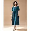 EST+II Women's Yunqi Round Neck Short Sleeve Cake Long Dress
