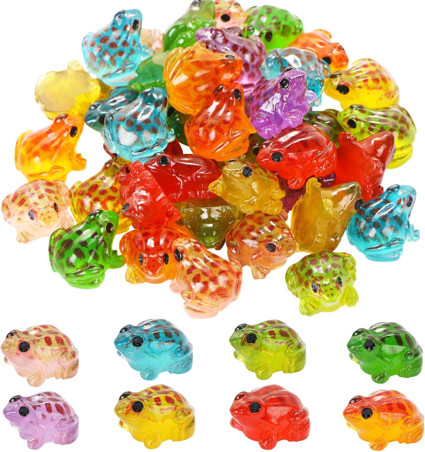 10pcs Luminous Mini Resin Frogs Figurines Glow in The Dark Frog Animals Tiny Ideal for DO-IT-YOURSELF Fairy Garden Glass Container