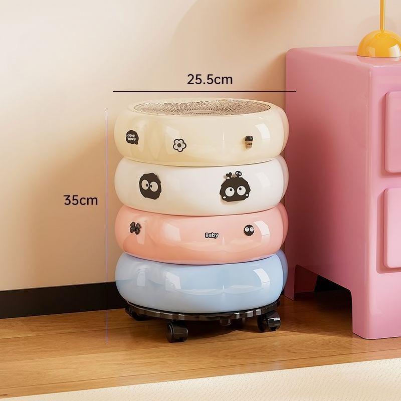 12L Doughnut Shape Wastebasket with Lid Wheel Recycle Bin Bedroom Living Room Kitchen Garbage Cube Cream Wind Cute Trash Can