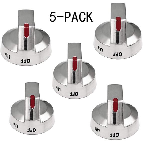 5-Pack DG94-01712A DG94-01713A Gas Range Burner Control Dial Knob for Samsung Range Oven Stove NX58M9420SS NX58M9420SSAA NX58M9420SSAA-00 Replacement