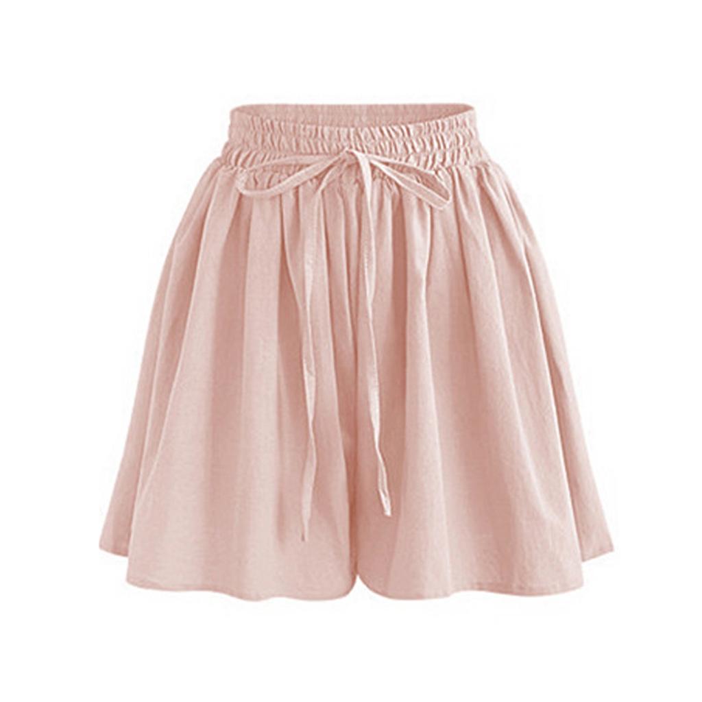 Women's Shorts High Waist Drawstring Knee Length Shorts Elastic Comfy Shorts With Pockets