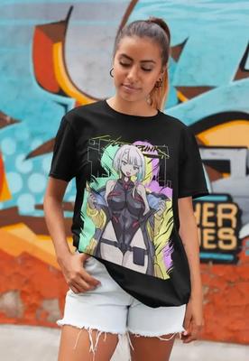 Lucy Cyberpunk: Edgerunners Neon Oversized T-Shirt, Anime Cyberpunk Graphic Tee, Unisex Casual Top