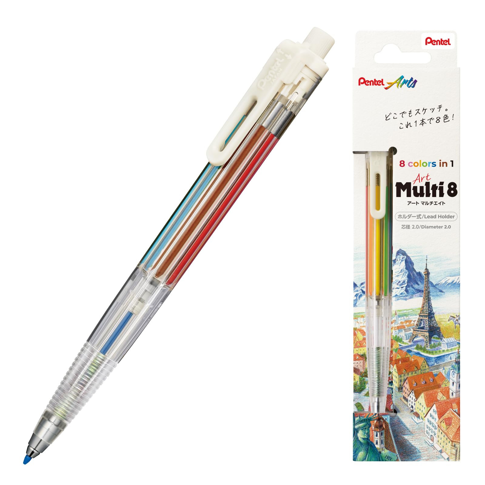 

Pentel Art Multi 8 Color XPH804 8, Leads,