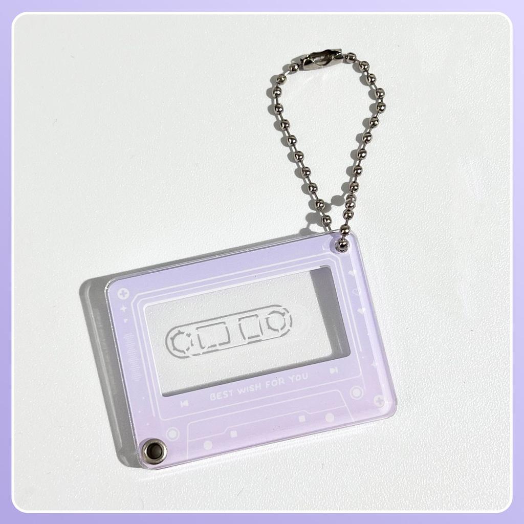 Music Player Photo Frame Keychain Acrylic Slide 1 Inch Photo Organizer Photocard Case Hanging Pendant for Bag