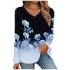 Women's T Shirt Retro Print Long Sleeve Daily Weekend Daily Basic V Neck Regular  Fall Winter Tops