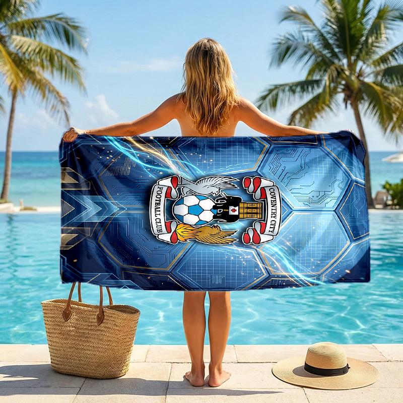 Asciugamano da Spiaggia Coventry City Football Morbido Microfibra Asciugamano Estivo Asciugatura Rapida Assorbente per Spiaggia Piscina Viaggio