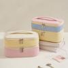 Soft Double-layer Storage Bag Zipper Closure Cosmetics Storage Bag Handheld Toilet Bag for Home