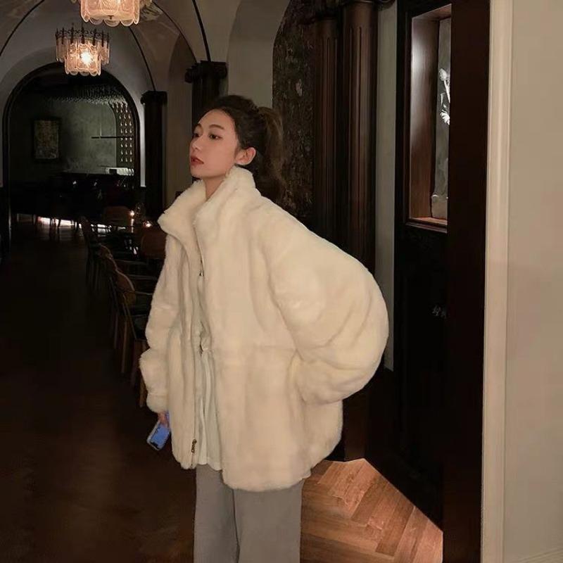 Imitation Lamb Plush Fur Coat for Women Medium To Long Korean Version Loose and Thick Mink Fur Fur Coat