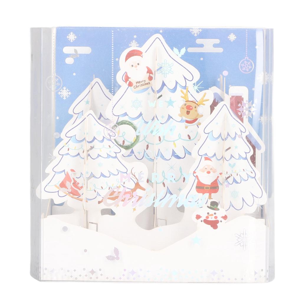 3D Popup Musical Christmas Cards Handcraft Openwork Engraving Snowscape 3D Christmas Cards with Pape