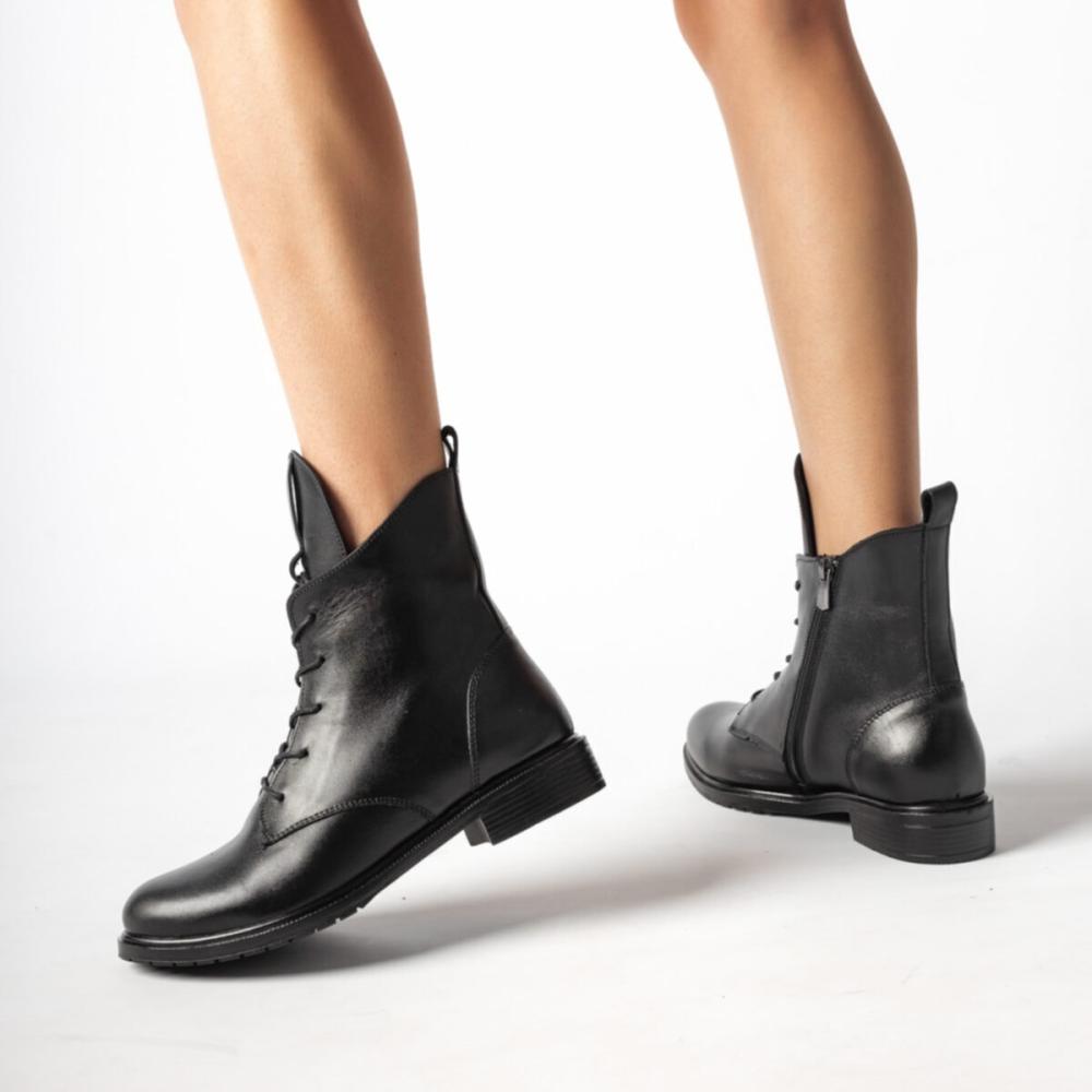 Echtes Leder Schwarz Damen Lederstiefel