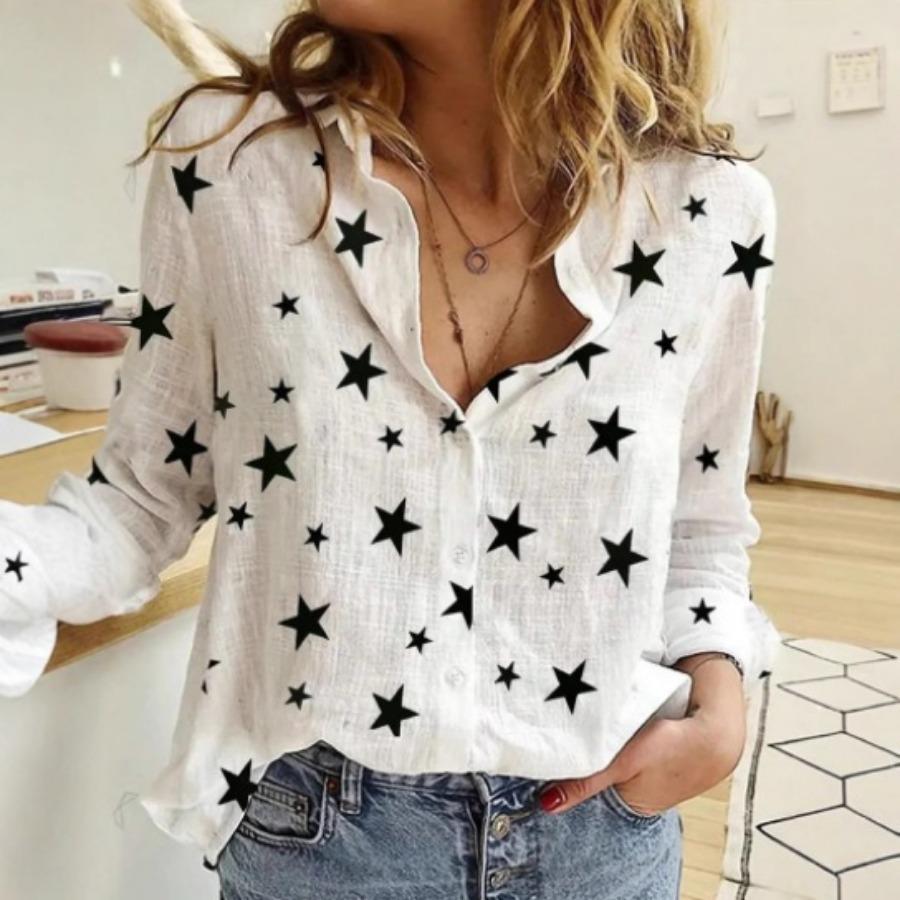 Polka Dot Printing Casual Long-sleeved Linen Shirt Women's Autumn and Winter New Women's Clothing