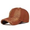 Hand-scrubbed and Aged Smooth Brim Baseball Cap with Holes and Frayed Edges, Personalized Sunshade Baseball Cap