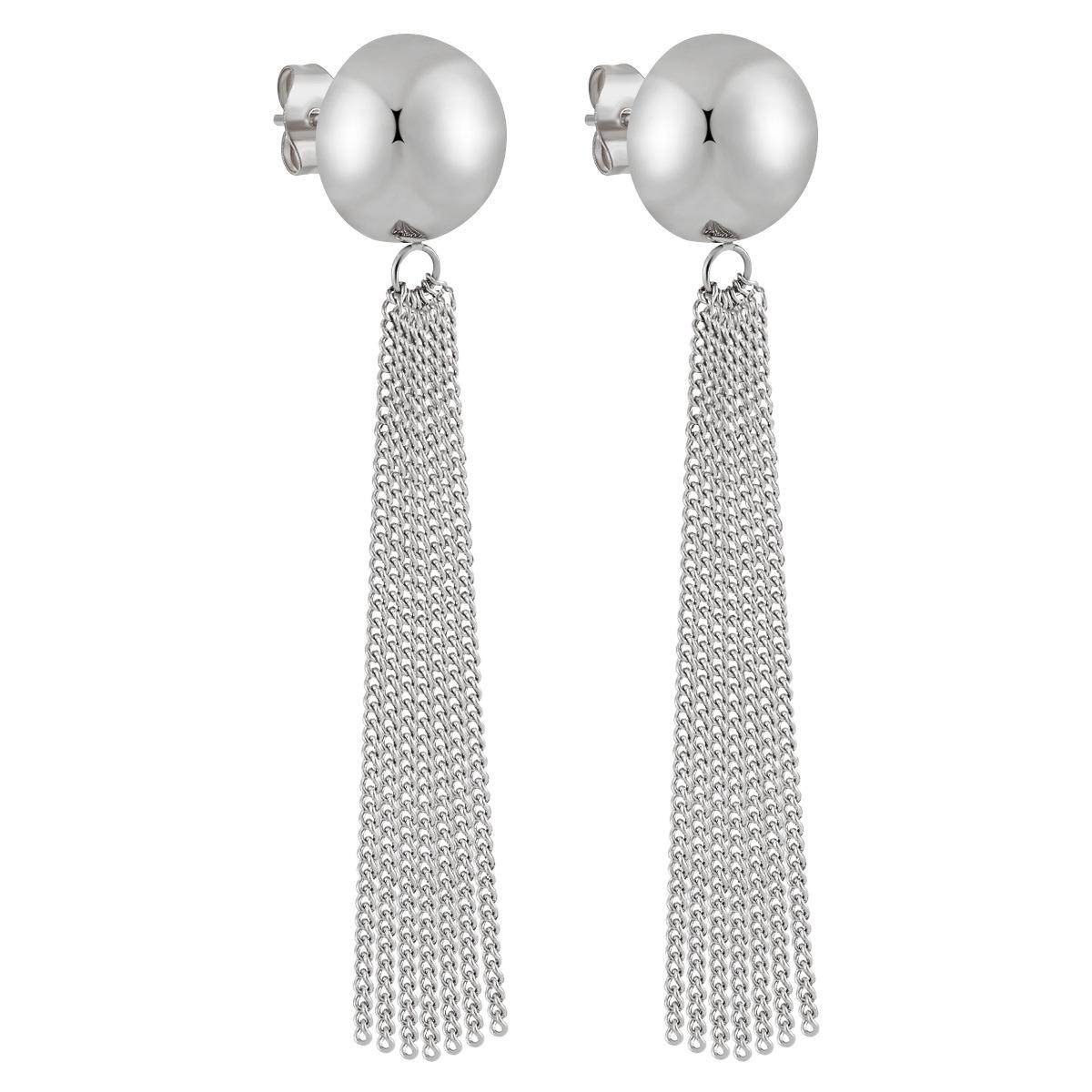 

European & American Style Niche High-End Titanium Steel Half-Sphere Earrings for Women