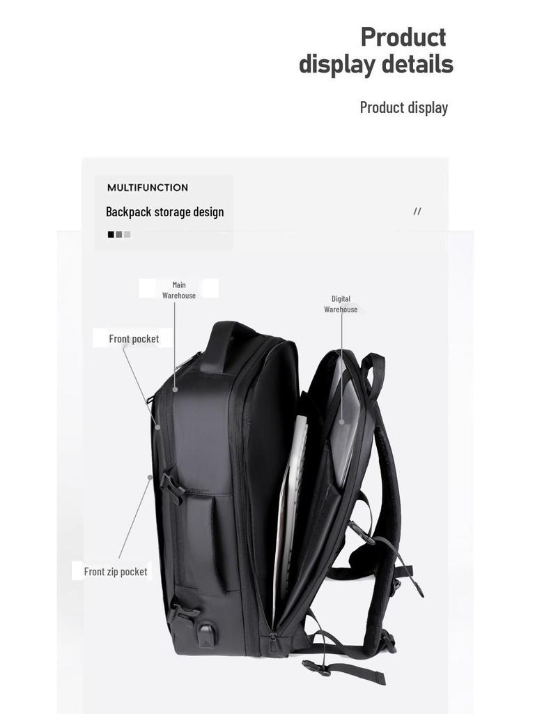 High-Quality Expandable Water-Resistant Business Backpack with Large Capacity