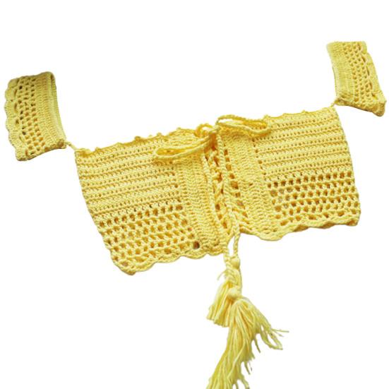 

Блузка-прикрытие с короткими рукавами и открытой спиной. Сплошной цвет. Без рукавов. Хорошая эластичность. Высокая талия. Ношение спереди и сзади. жёлтый