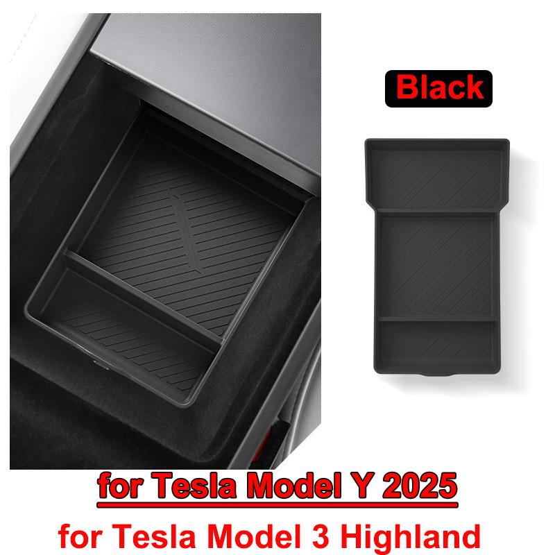 for Tesla New Model Y Juniper 2025 Center Console Storage Organizer Box Armrest Box Bottom Tray Cup Holder interior Accessories kdf3