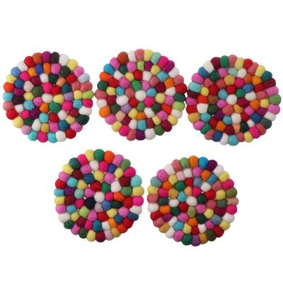 1/5 Pezzi Palle di Feltro Rotonde in Lana Sottobicchieri Colorati Sottobicchieri in Feltro da 4 Pollici Rotondità Fatto a Mano Sottobicchiere Piccolo in Feltro da Tavolo