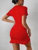 Bodycon Bandage Ruffle Dress, Short Sleeve V-Neck, Summer Fashion for Women