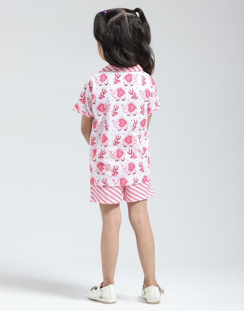 MONTE CARLO Girl's Regular Fit Printed Half Sleeve Short Set