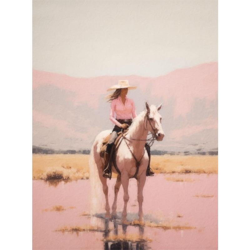 Boho Pustynny Kwiatowy Country Western Kowbojski Moda Różowy Artystyczny Retro Plakat Obrazy na Płótnie Sztuka Ścienna Obrazy Dekoracja Domu