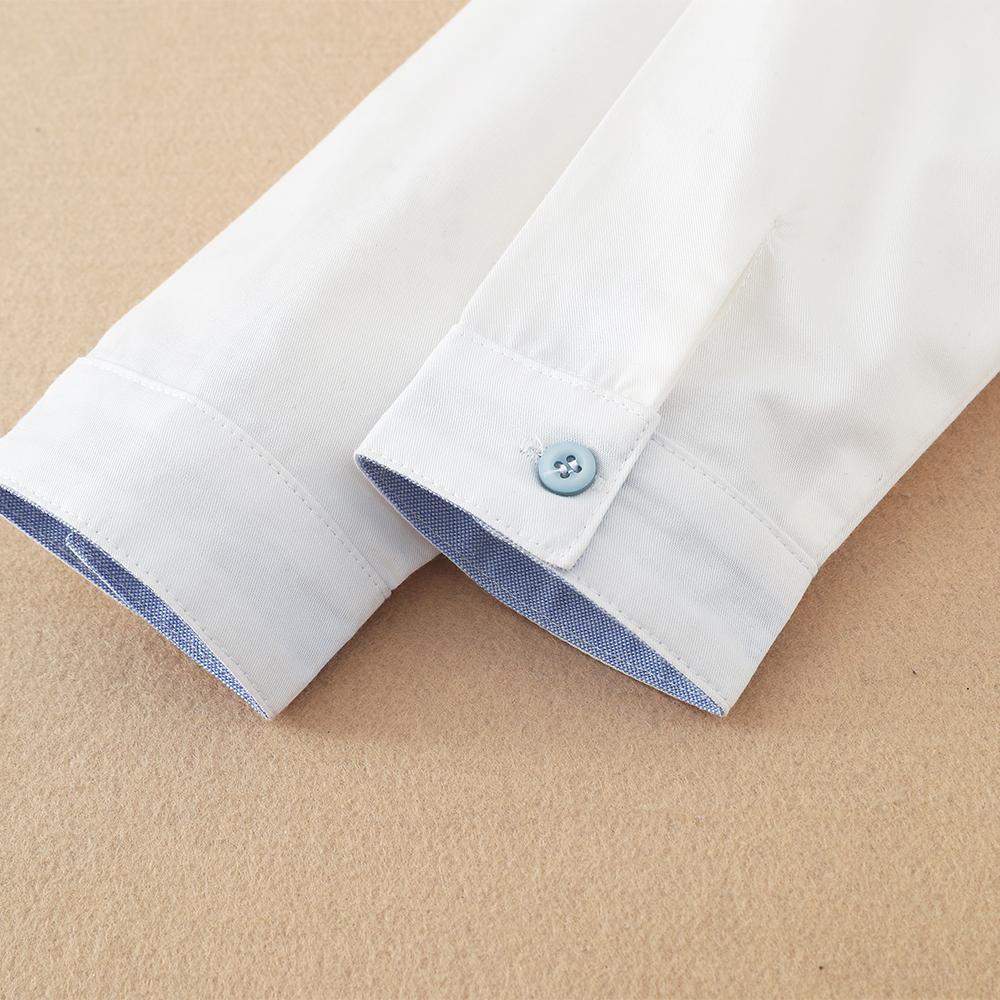 Boys Shirt White Cotton Long Sleeve Clothes for Toddler Boys Casual Top for Kids Aged 2-6 School Children