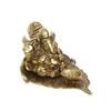 Golden Metal Handcrafted Lord Ganesha Idol with Diya On Leaf - Diya for Diwali, Ganesh Chaturthi - Diwali Diya for Puja Room