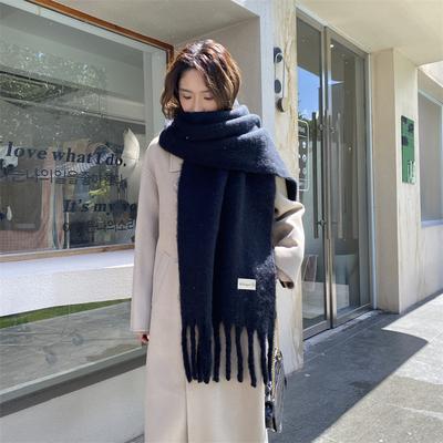 24 New Angora Hair Plush Silver Silk Scarf Winter High-End Feelthickenedwarm Neck Loop Yarns Bright Silk Scarf